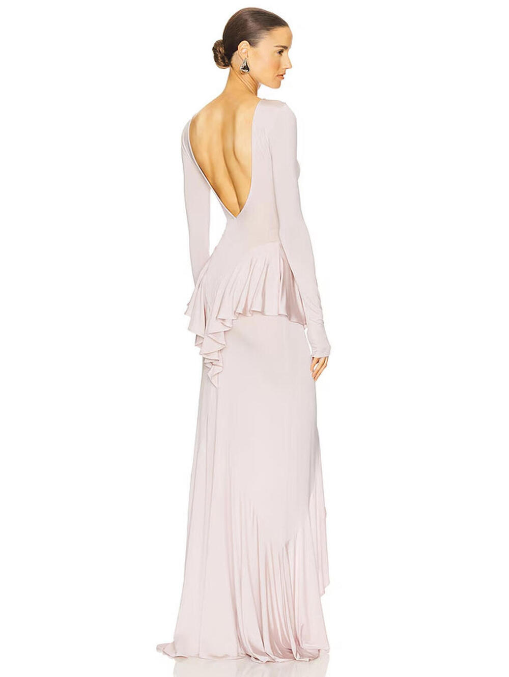 REVOLVE Helsa Dusty Rose Amala Jersey JERSEY Dress ruffle SIZE L $358MSRP